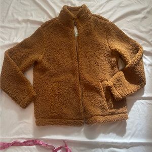 Cozy teddy bear front zip jacket